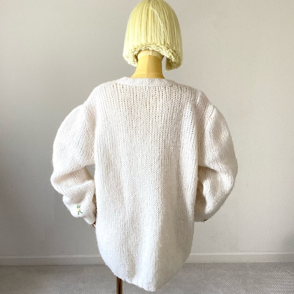 Alessandra Rich Alpaca Floral Soft Girl Embroidery Sweater L - Picture 4 of 5